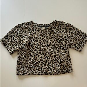 Anthropologie Leopard Print Short Sleeve Top